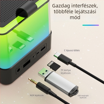 Többfunkciós Bluetooth hangszóró hordozható mikrofonnal és hangulatvilággal - kompakt otthoni hangszóró
