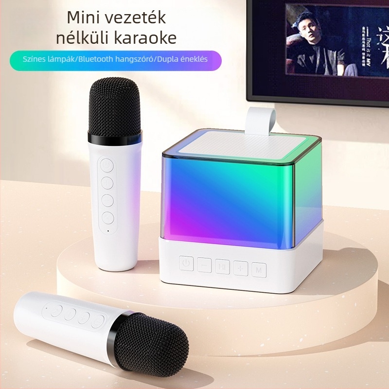 Többfunkciós Bluetooth hangszóró hordozható mikrofonnal és hangulatvilággal - kompakt otthoni hangszóró