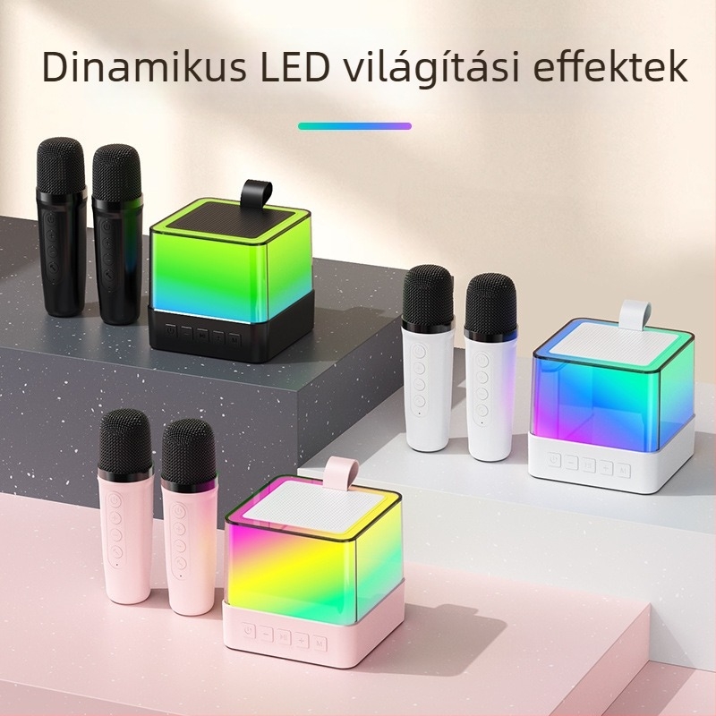 Többfunkciós Bluetooth hangszóró hordozható mikrofonnal és hangulatvilággal - kompakt otthoni hangszóró