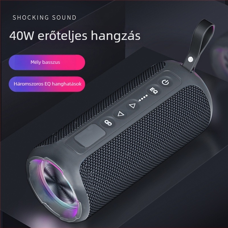 Hordozható Bluetooth hangszóró 40W LED világítással, IPX6 vízálló, beépített 6000mAh akkumulátor, Bluetooth 5.0, 20Hz-20kHz frekvenciatartomány