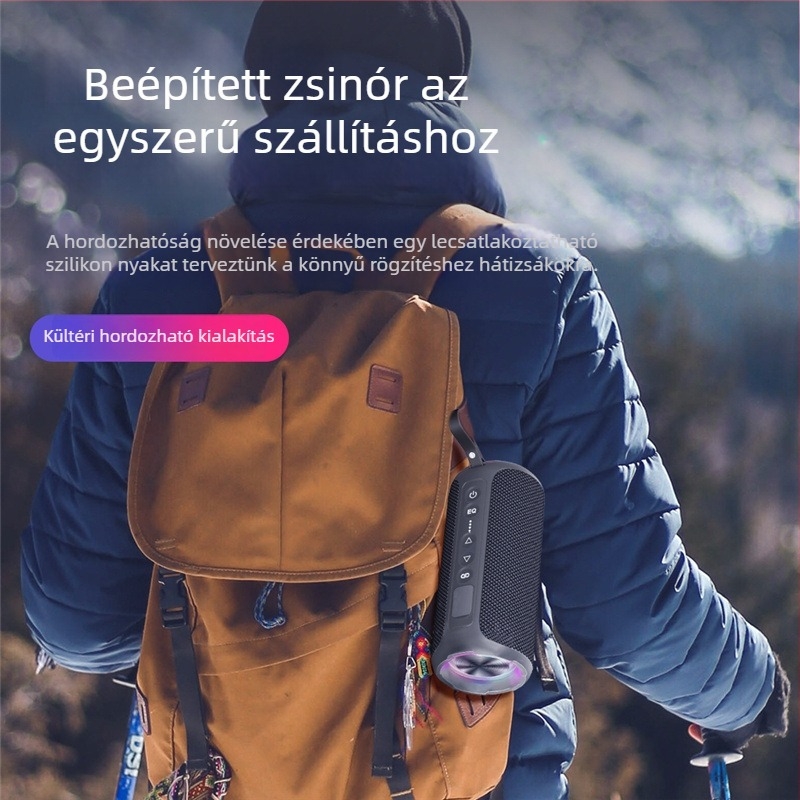 Hordozható Bluetooth hangszóró 40W LED világítással, IPX6 vízálló, beépített 6000mAh akkumulátor, Bluetooth 5.0, 20Hz-20kHz frekvenciatartomány