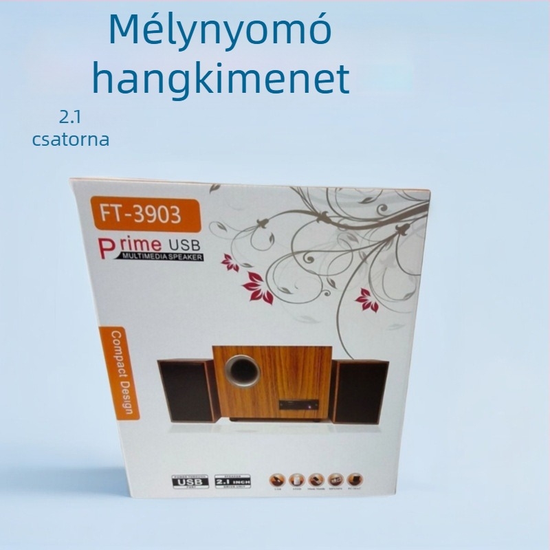 Ft-3903 2.1 csatornás asztali számítógép hangrendszer USB-vel, Bluetooth-szal, MP3 lejátszással, fa kivitelű ház
