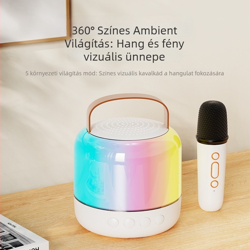 Bluetooth karaoke hangszóró vezeték nélküli mikrofonnal, karaoke funkció, virtuális surround hangzás, MP3 lejátszás TF kártyával 32GB-ig