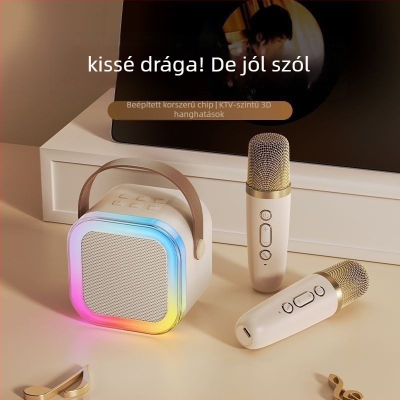 Karaoke Bluetooth hangfal beépített mikrofonnal - 3W, Bluetooth 5.3, 20Hz-20kHz tartomány, SNR ≥100dB, 10 m hatótáv