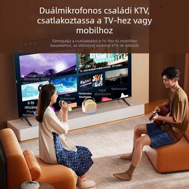 Karaoke Bluetooth hangfal beépített mikrofonnal - 3W, Bluetooth 5.3, 20Hz-20kHz tartomány, SNR ≥100dB, 10 m hatótáv