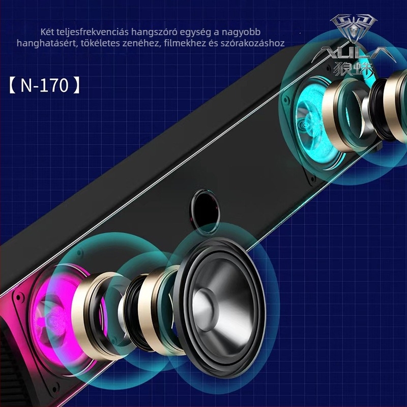AULA Tarantula N-170 számítógép hangszórók USB interfésszel, 2.1 csatornás hangzás, fém ház, 3D Surround