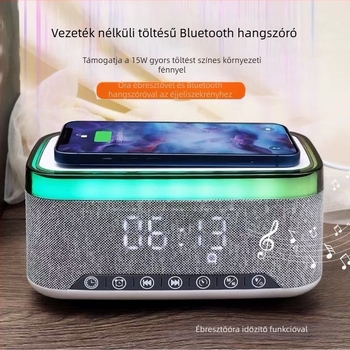 A911 Bluetooth hangszóró vezeték nélküli töltéssel, digitális órával és hangulatfénnyel – 3 az 1-ben, Bluetooth 5.0, Beépített akkumulátor 1000–1200 mAh, 7W, 60 Hz–15 kHz