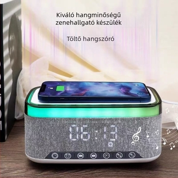 A911 Bluetooth hangszóró vezeték nélküli töltéssel, digitális órával és hangulatfénnyel – 3 az 1-ben, Bluetooth 5.0, Beépített akkumulátor 1000–1200 mAh, 7W, 60 Hz–15 kHz