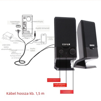 Edifier R10U USB asztali 2.0 sztereó hangfalak, MP3 lejátszás, gombos vezérlés