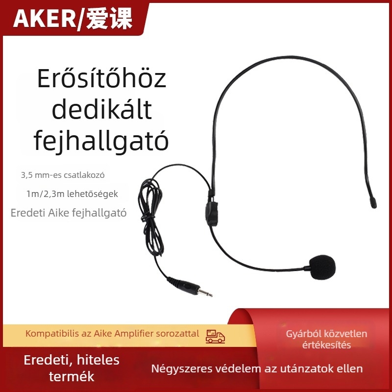 Tanáraknak tervezett headset mikrofon, vezetékes, beépített mikrofonnal, modell Zj033mr-1m, 20 Hz–20 kHz, SNR ≥60 dB