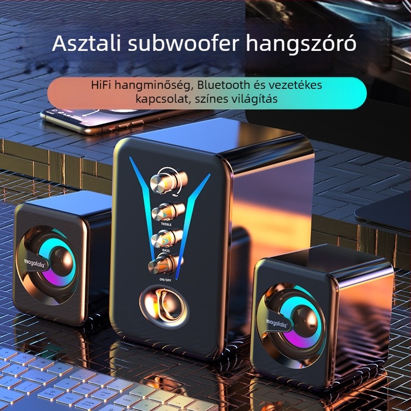 Asztali PC hangszórók USB-vel, mini mélysugárzóval, 3D surround hangzás, nagy hangerő
