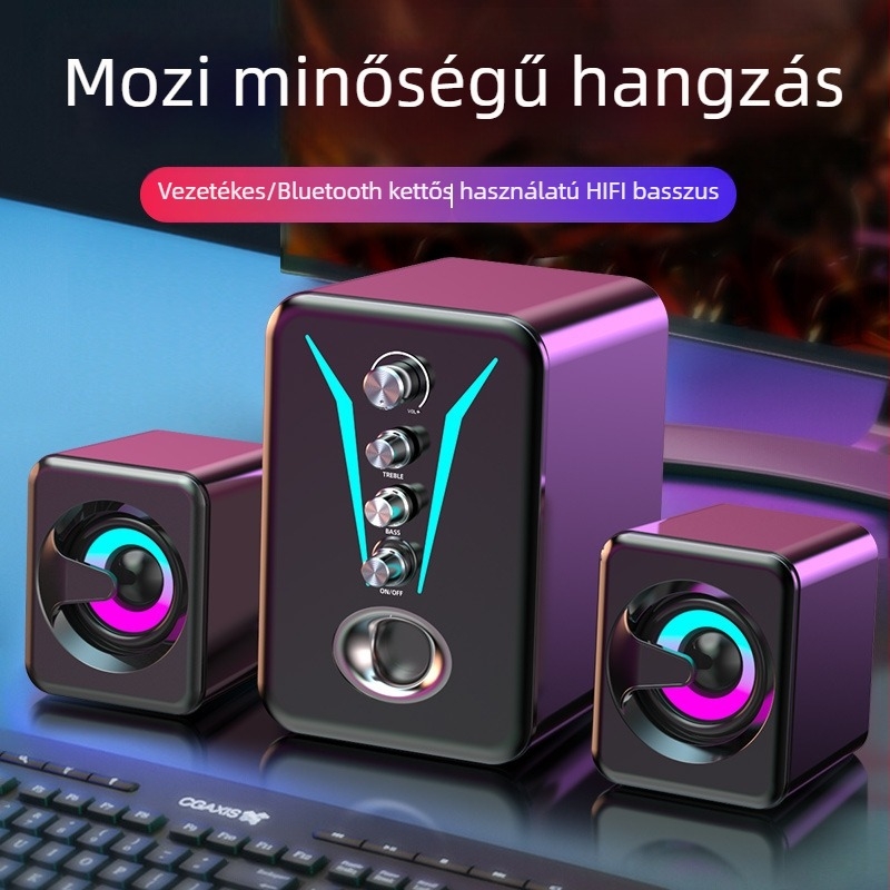Asztali PC hangszórók USB-vel, mini mélysugárzóval, 3D surround hangzás, nagy hangerő