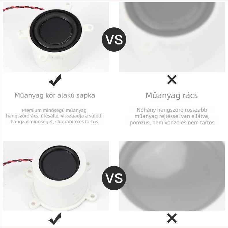 Bluetooth asztali lámpa hangfal passzív mélynyomóval, 4 Ω, 3 W, 360 Hz–20 kHz, omnidirekcionális