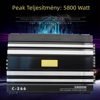 Autóhifi erősítő szett C-266 subwooferrel, 12V, maximális teljesítmény 5800W, impedancia 4Ω, alumínium ötvözet ház