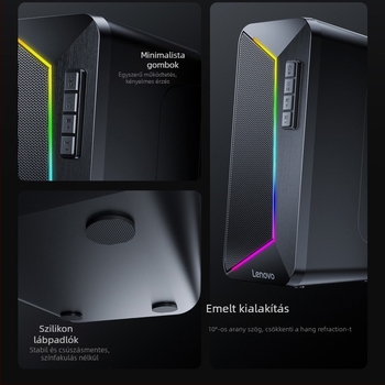 Lenovo USB RGB gamer hangszóró rendszer számítógéphez 2 hangszóróval és RGB világítással, 100Hz–20kHz, SNR ≥85dB