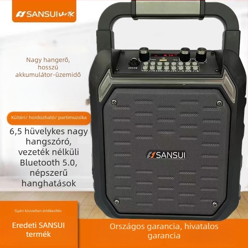 Sansui kültéri karaoke Bluetooth hangsugó beépített mikrofonnal, 60W, Bluetooth 5.1, 6000mAh akkumulátor, 50 m hatótáv