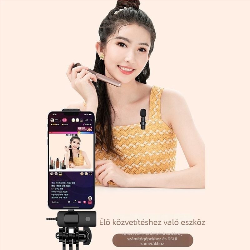 K15 vezeték nélküli lavalier mikrofon – 3 az egyben élő videóhoz és hanghoz, zajcsökkentés, mikrofon rövid videókhoz, Bluetooth 5.3, beépített akkumulátor 3–6 óra