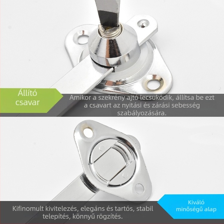 Lehajtható szekrényajtóhoz tartókar, teleszkópos két részes húzórúd, vas-nikkel ötvözet, elektroplating felületkezelés, modell cz001