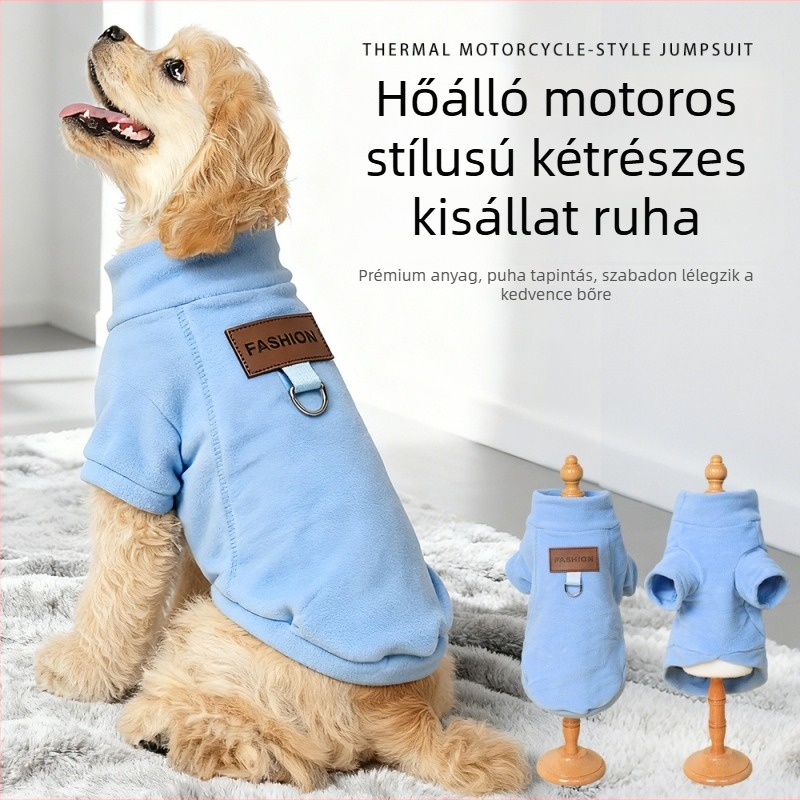 Kutyák és macskák őszi–téli ruházata fleece béléssel, alapréteg felsők és külső ruházat, pórához illeszkedő viselet