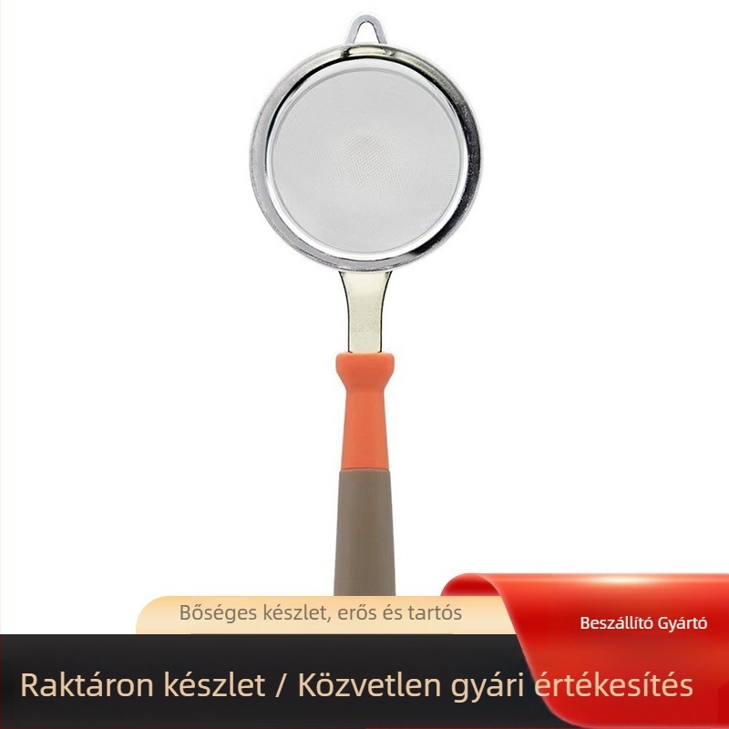 Rozsdamentes acél konyhai szűrőháló ultrafin hálóval, dupla rögzítés, csúszásmentes, égés elleni védelem, logó testreszabható