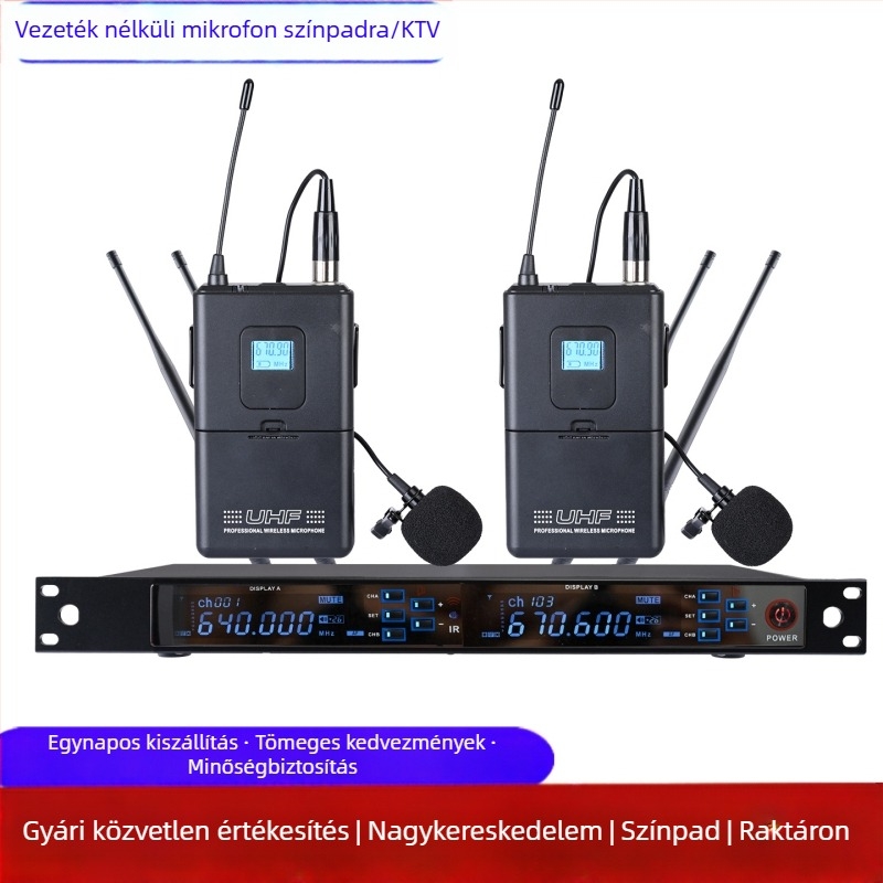Vezeték nélküli mikrofon visszajelzés elleni védelemmel, kettős csatornás rendszer otthoni karaokéhoz, találkozók és KTV