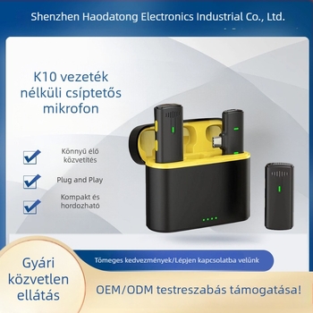 K10 vezeték nélküli lavalier mikrofon, 1–2 kimenet, intelligens zajcsökkentés, digitális kijelző, mobil élőközvetítéshez
