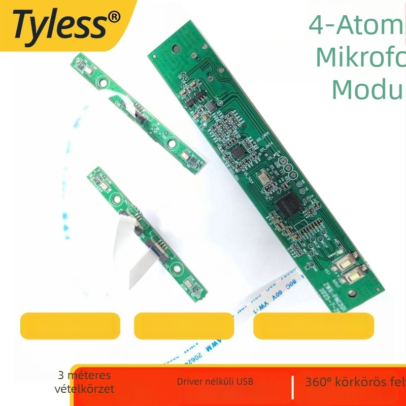 Tyless Dam400 USB négymikrofonos omnidirekcionális mikrofonmodul zajcsökkentéssel és akusztikus visszhang-kikapcsolással beszédfelismerésre és átírásra