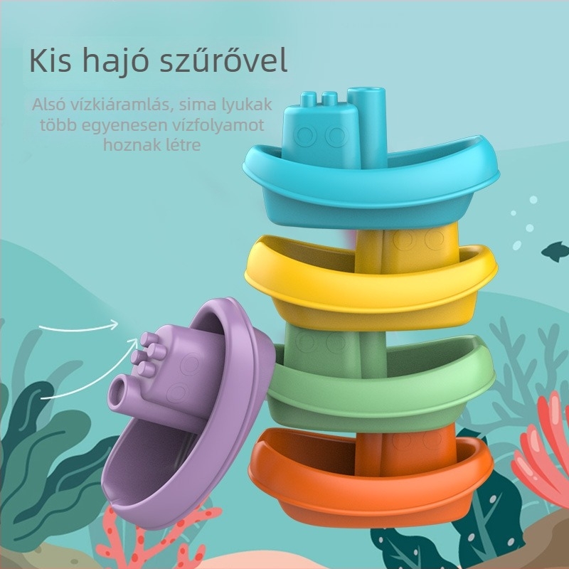 Műanyag fürdőjáték: kacsa alakú hajó a fürdéshez, vízpermet funkcióval, márka Senmi Chuangpin, 4–6 éveseknek