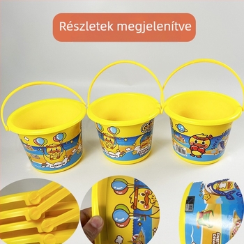 Műanyag strandhomokozó vödör kacsa motívummal, víz- és homokjáték gyerekeknek 4–6 évesek