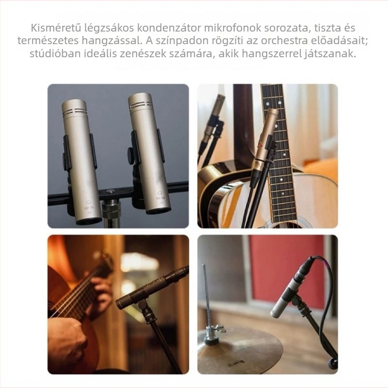 JZP KM184 hangszer kondenzátor mikrofon professzionális felvételhez — cardioid, cserélhető polaritás, 100 Hz–20 kHz frekvencia-tartomány, SNR ≥75 dB