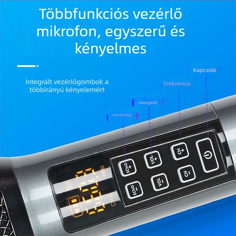Többcélú vezeték nélküli mikrofon reverberációkkal karaoke, élő közvetítéshez, színpadra és otthoni használatra, beépített hangkártyával, állítható frekvenciájú univerzális mikrofon