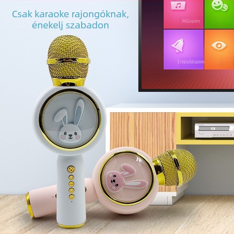 Bluetooth karaoke mikrofon otthoni használatra integrált hangrendszerrel, X6 modell — Bluetooth 5.1, beépített 800–1000 mAh akkumulátor, frekvenciatartomány 60 Hz–15 kHz, SNR ≥70 dB, üzemidő 3–6 óra