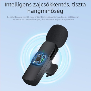K9 Kétsávos vezeték nélküli lavalier mikrofon élő közvetítésre, professzionális felvételre, 2,1-csatornás, Bluetooth 5.0, beépített 50–100 mAh akkumulátor