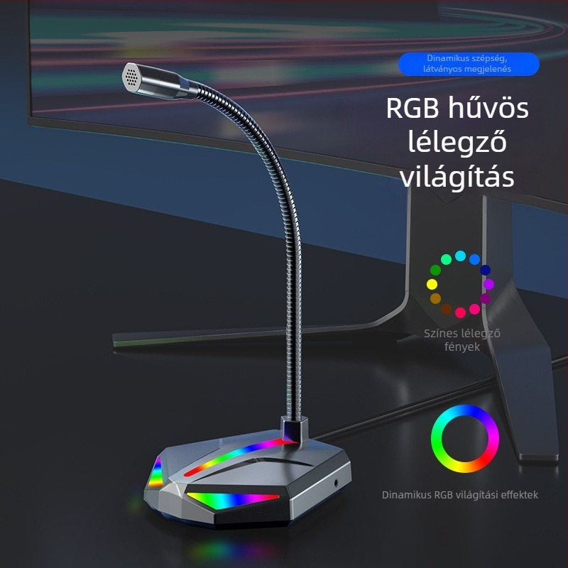 H2 USB számítógépes mikrofon játékokhoz és beszélgetésekhez, 2-csatornás, 20Hz-20kHz tartomány, USB 5V, állvánnyal