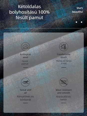 100% pamutból készült, kockás ing, hosszú ujjú, tavasz–ősz, üzleti casual viselet