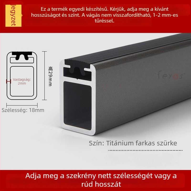 Horn ruhaszárító rúd a szekrényhez - alumínium ötvözet, Feyas márka, Horn modell, szekrényhez, oxidációs és homokfúvott felületkezelés