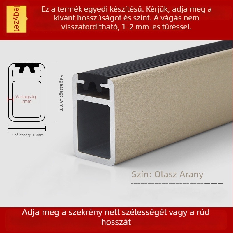 Horn ruhaszárító rúd a szekrényhez - alumínium ötvözet, Feyas márka, Horn modell, szekrényhez, oxidációs és homokfúvott felületkezelés