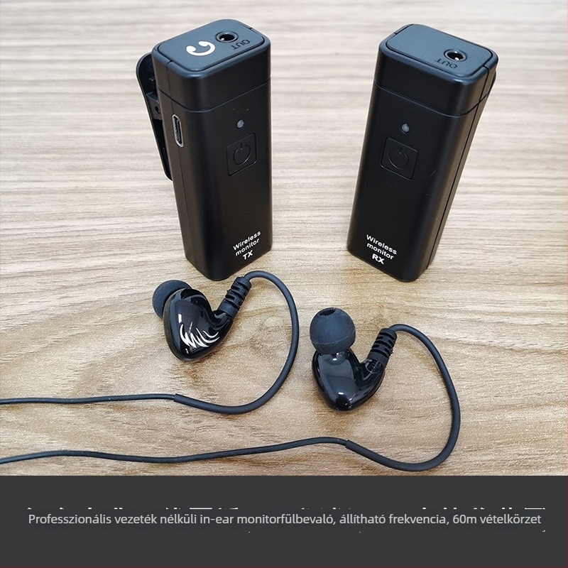 Vezeték nélküli fülmonitor rendszer M9 – UHF, valós idejű hangvisszacsatolás, késés nélkül, frekvenciasáv 20 Hz-20 kHz, beépített 300-500 mAh akkumulátor