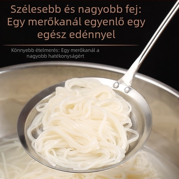 304 rozsdamentes acélból készült szűrőkanál fa nyelekkel, hálós szűrő, olajleválasztó és liszt-szita