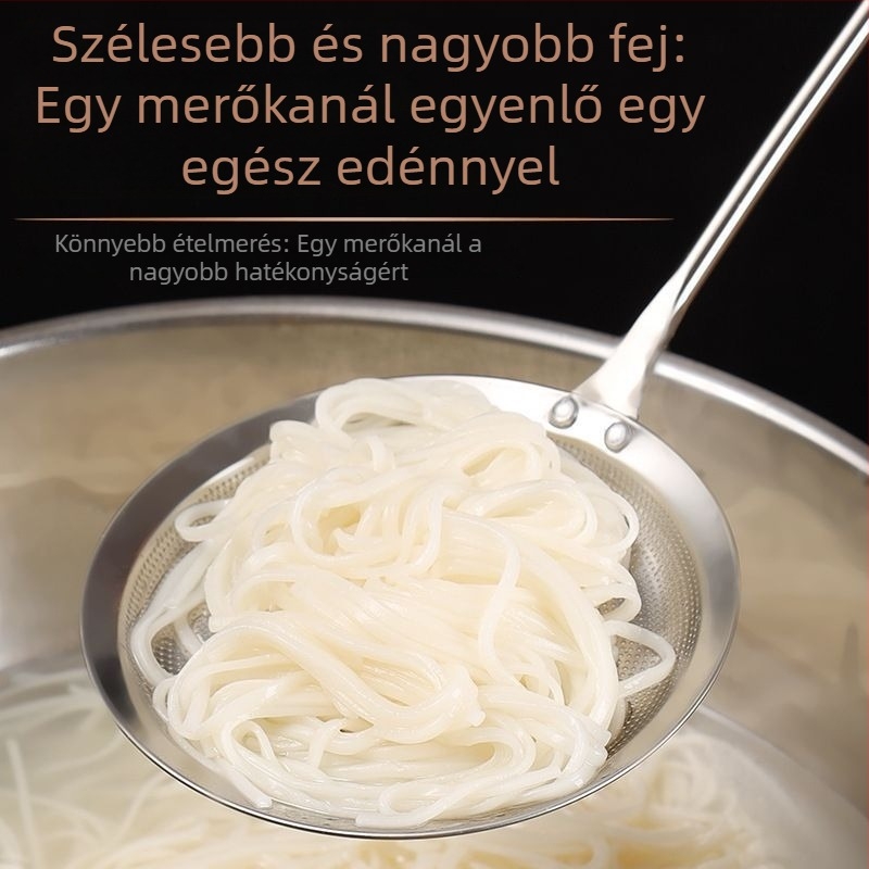 304 rozsdamentes acélból készült szűrőkanál fa nyelekkel, hálós szűrő, olajleválasztó és liszt-szita
