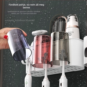 Falihoz szerelt automata fogkrémnyomó és fogkefetartó öblítő pohárral, Hao Sheng, Yongkang eredetű