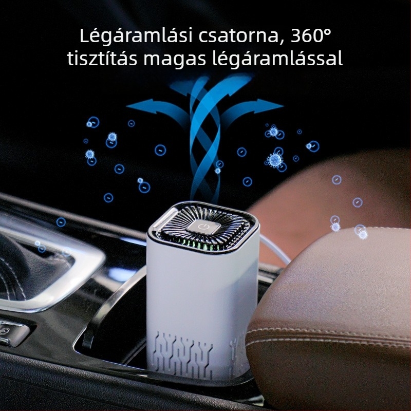 Negatív ionos autó légszűrő - Modell K2, USB tápegység, 5V, negatív ion koncentrációja 300W, ABS ház
