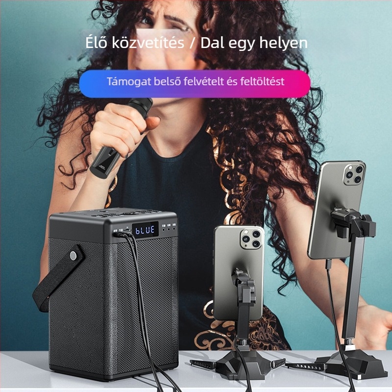 Karaoke Bluetooth hangfal mindent-egyben beépített 4000-6000mAh akkumulátorral, 30W, Bluetooth 5.0, 40Hz-20kHz, SNR ≥75dB