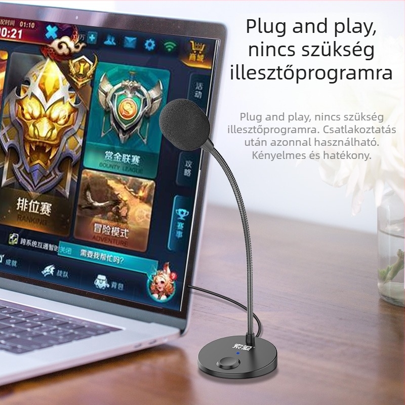 Soaring MK2 USB kondenzátormikrofon játékokhoz, streaminghez és beszélgetéshez