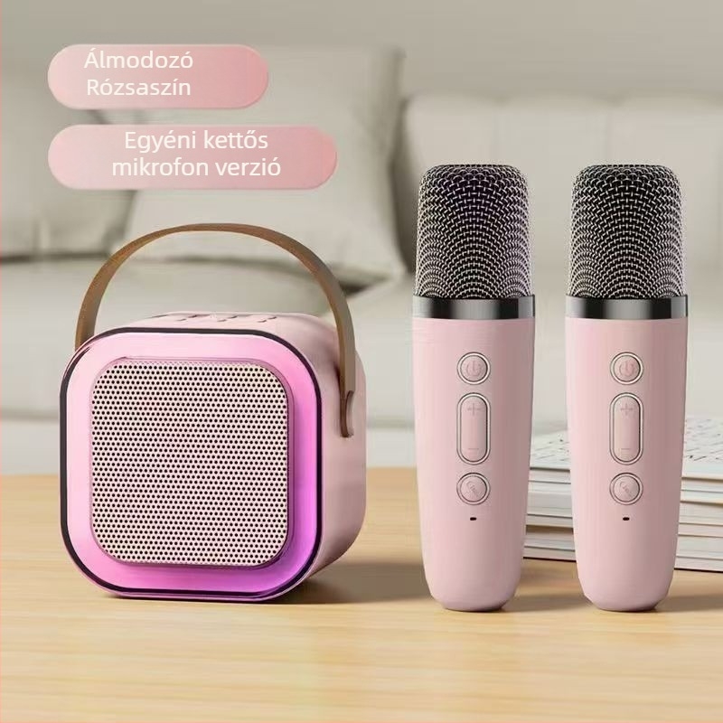 K12 Bluetooth karaoké hangszóró és mikrofon, hordozható mind‑in‑one, ABS ház, IPX7, frekvencia-válasz 100 Hz–20 kHz, SNR ≥70 dB, Bluetooth kapcsolat