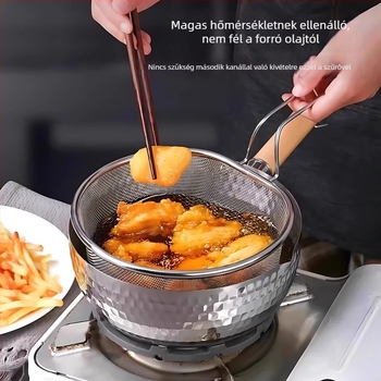 Konyhai rozsdamentes acél szűrőkosár — csúszásmentes, égés elleni védelem, modern minimál stílus; Márka Telford