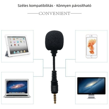 Vezeték nélküli kézi dinamikus mikrofon telefonos felvételhez, 1 csatornás, irányváltó kapcsoló