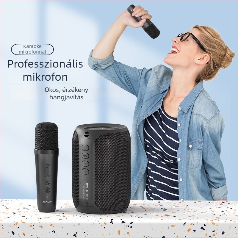 Fanatic S62M Bluetooth karaoke hangfal mikrofonnal, kompakt hangfal RGB világítással és hosszú akkumulátor-üzemidővel