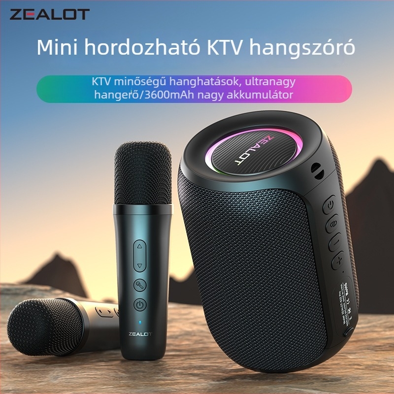 Fanatic S62M Bluetooth karaoke hangfal mikrofonnal, kompakt hangfal RGB világítással és hosszú akkumulátor-üzemidővel