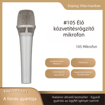 Vezetékes mikrofon énekhez és élő közvetítéshez külső hangkártyával, frekvencia-tartomány 20 Hz–20 kHz, SNR ≥70 dB, 2 W-os teljesítmény
